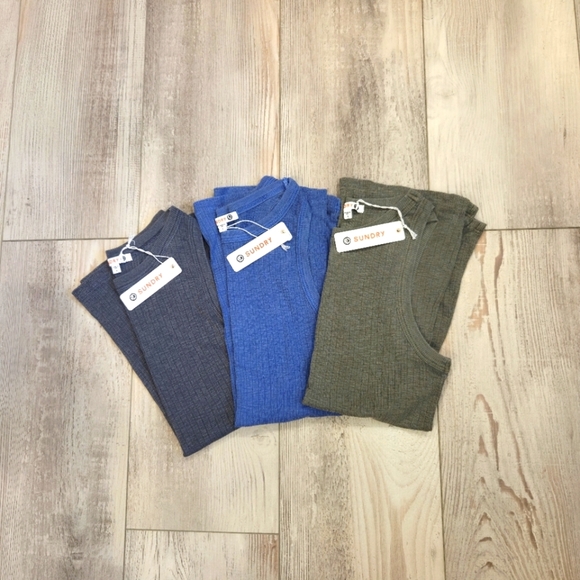 Sundry By "Anthropologie" Blue Ribbed Tank Top - Picture 3 of 6